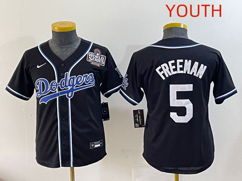 Youth 2025 Los Angeles Dodgers #5 Freeman Black Three generations Fashion Nike MLB Jersey style 9